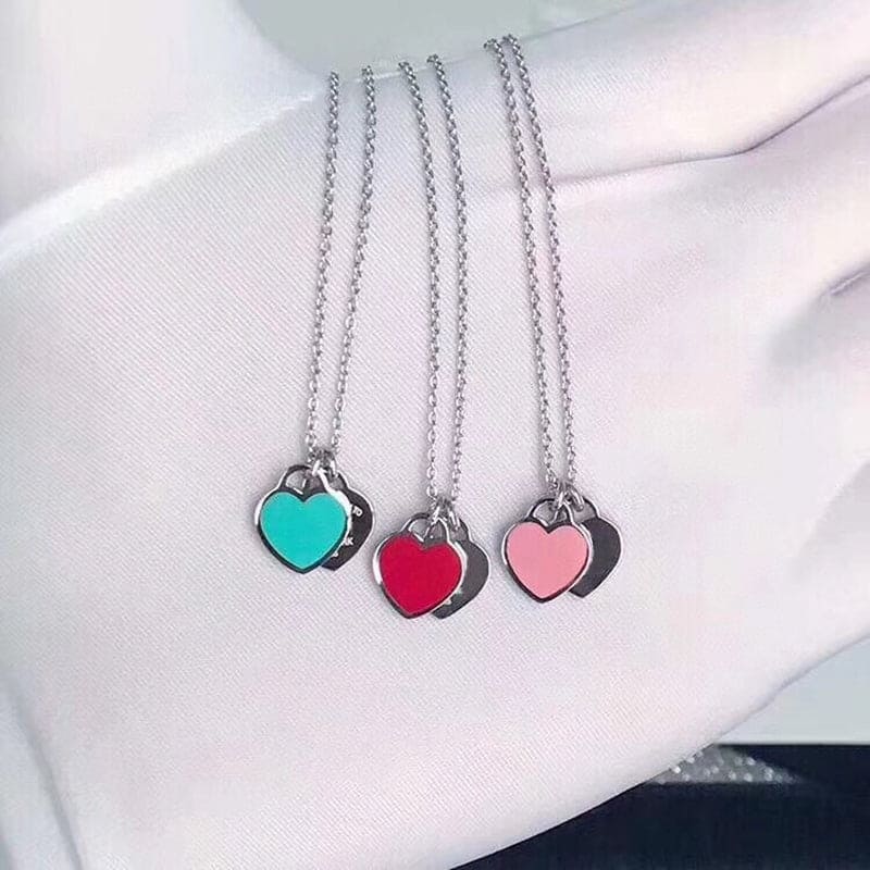 Double Heart Tag Necklace