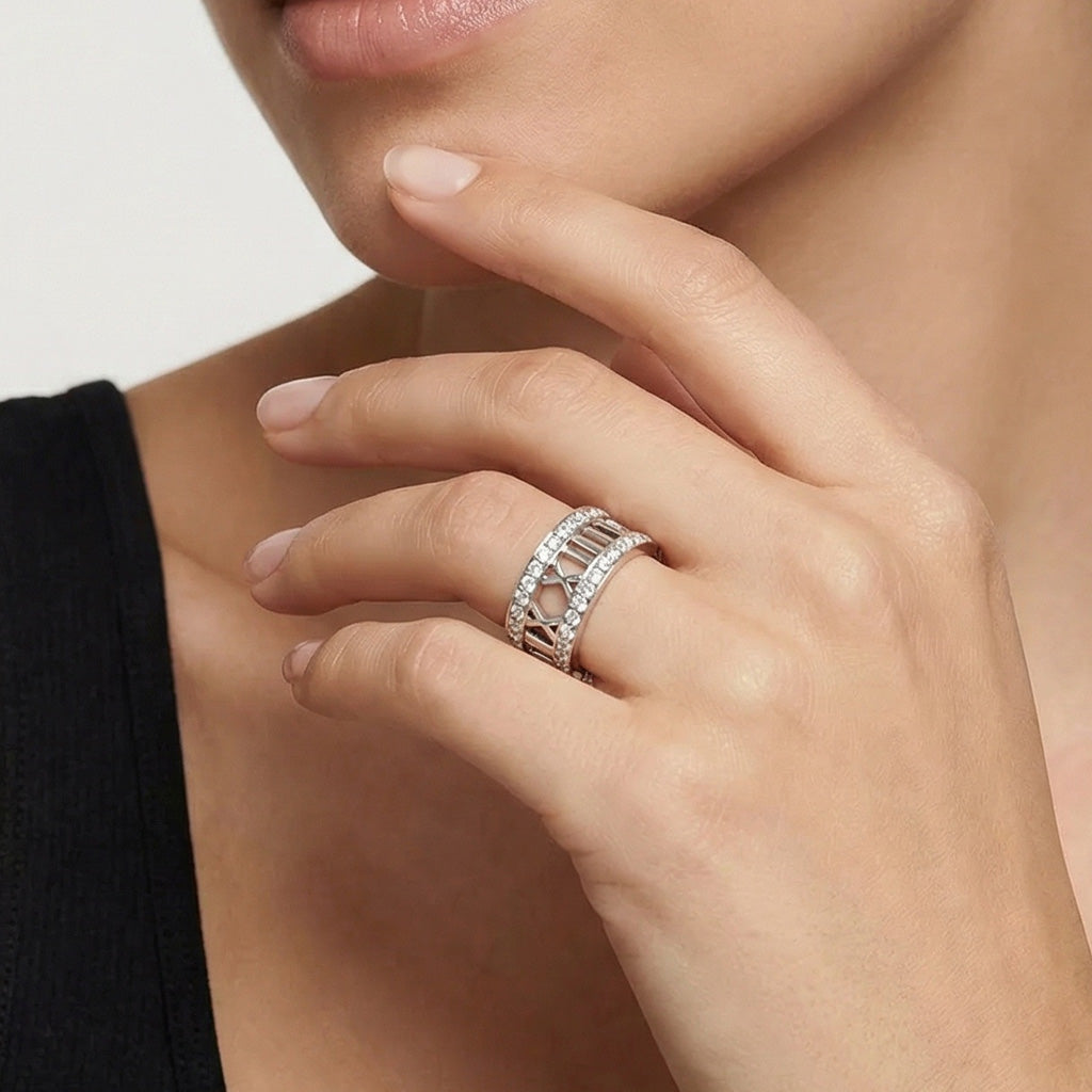 Atlas Roman Numeral Band Ring