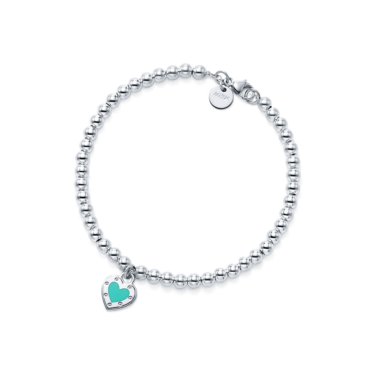 Blue Heart Tag Bead Bracelet