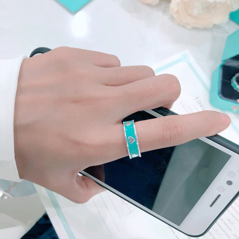 Blue Love Heart Ring