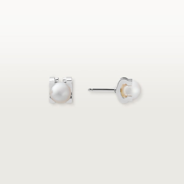 C Shaped Pearl Stud Earrings
