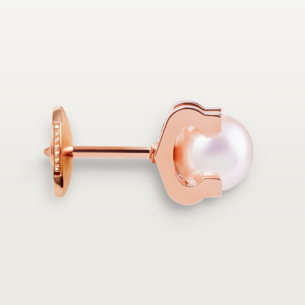 C Shaped Pearl Stud Earrings