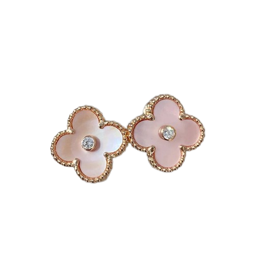 Clover Pink Mother Of Pearl Stud Earrings
