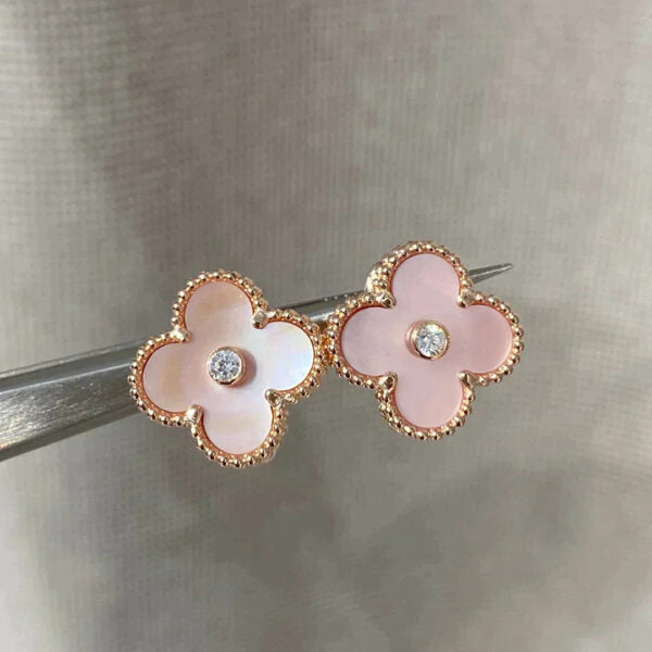 Clover Pink Mother Of Pearl Stud Earrings
