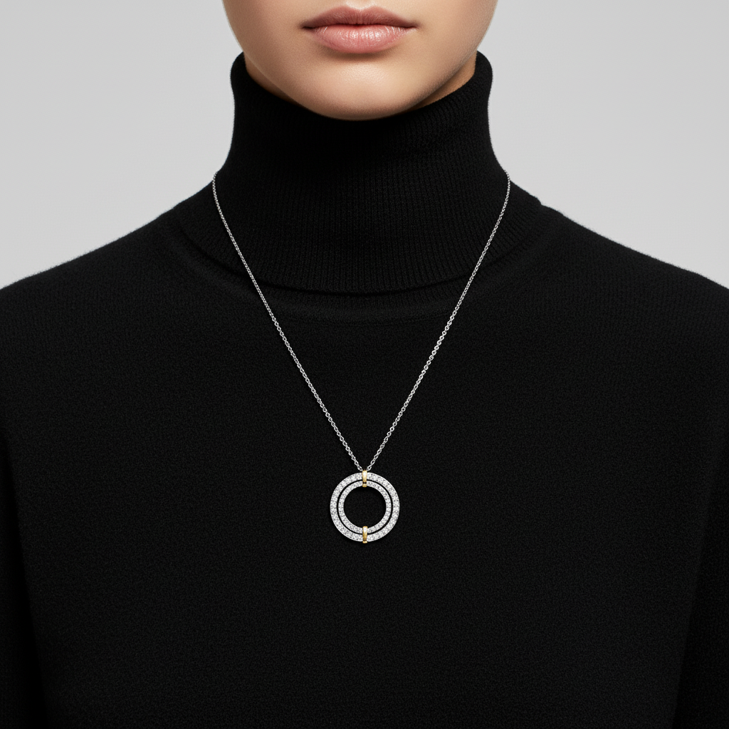 Edge Circle Pendant Necklace