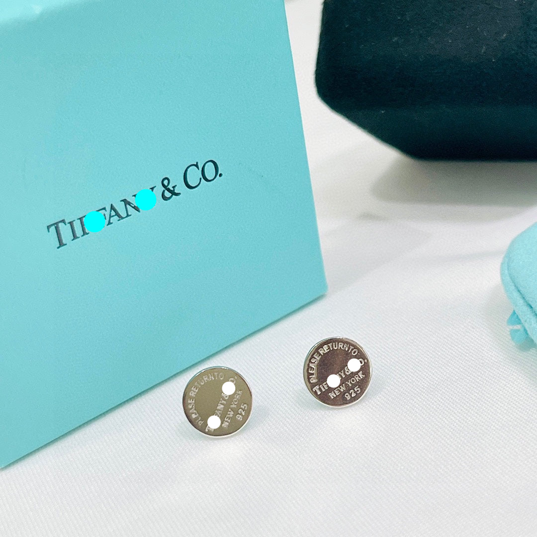 Engraved Circle Stud Earrings