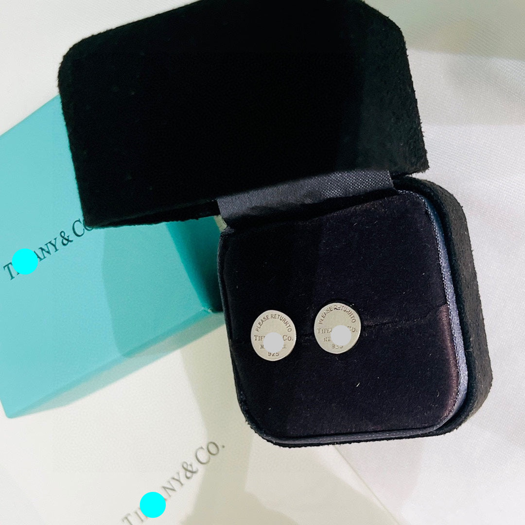 Engraved Circle Stud Earrings