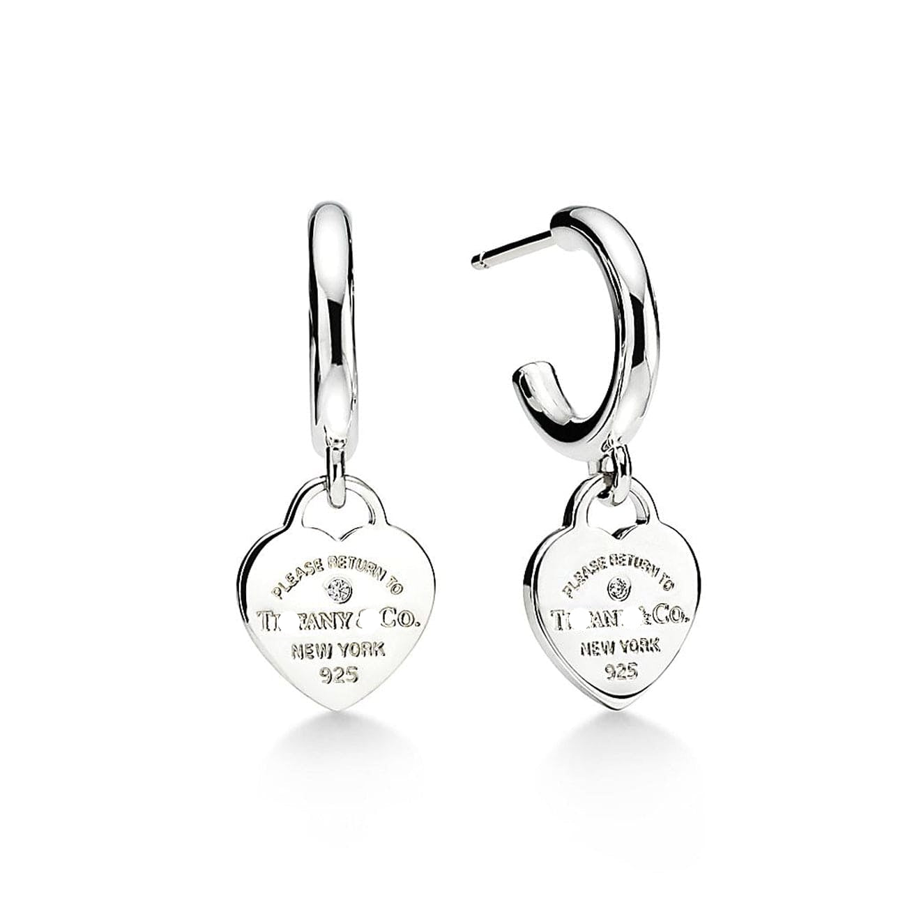 Engraved Heart Tag Hoop Earrings