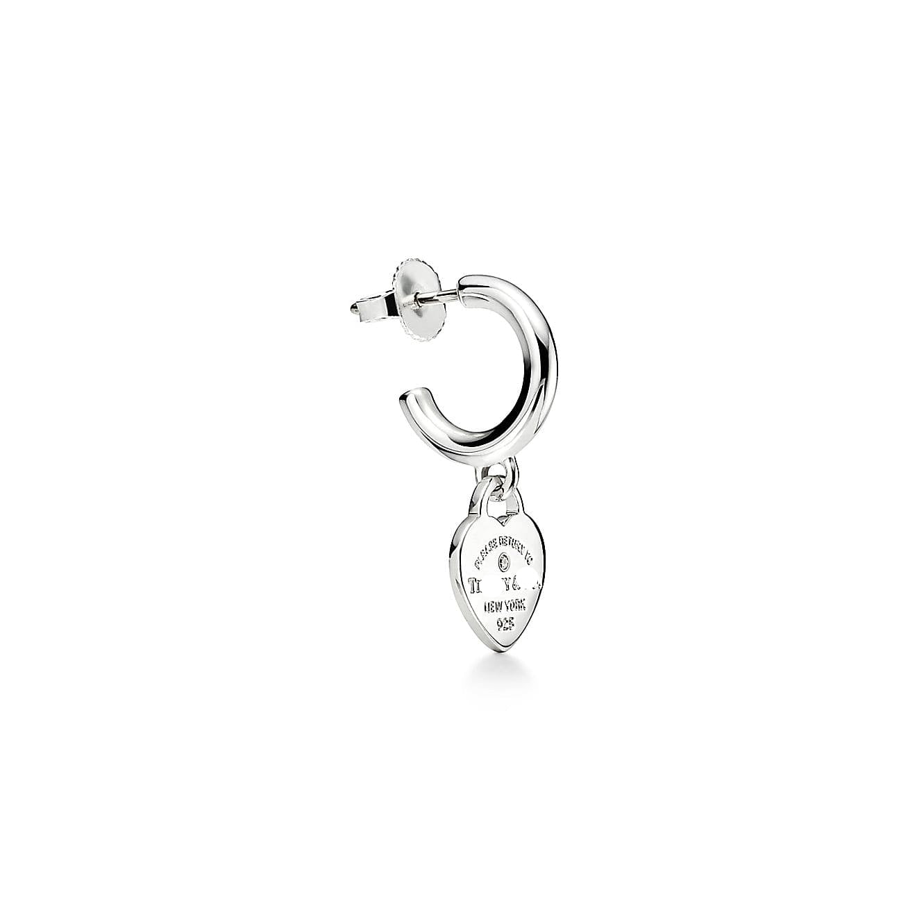 Engraved Heart Tag Hoop Earrings