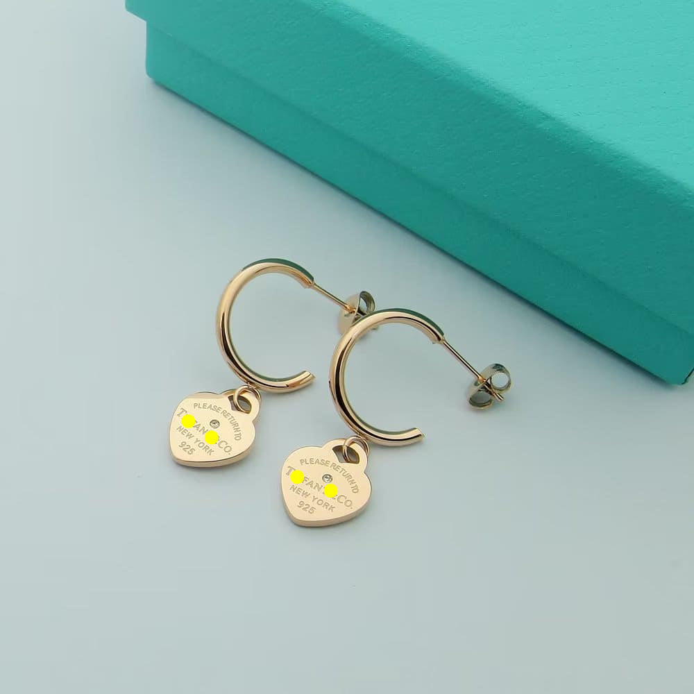Engraved Heart Tag Hoop Earrings