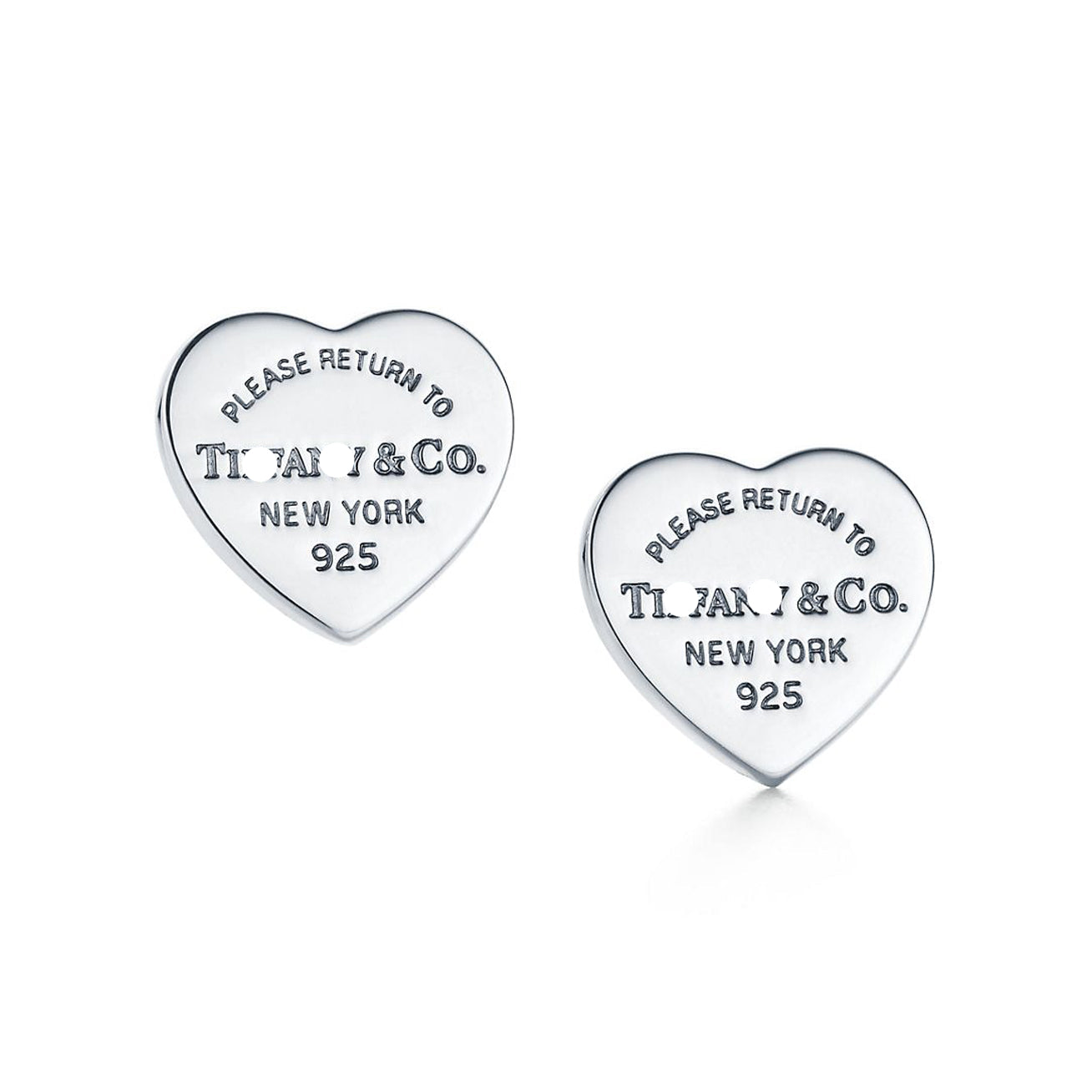 Engraved Heart Tag Stud Earrings