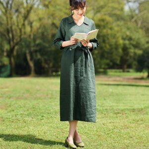 Linen Midi Dress Timeless Comfort for Relaxed Days F181