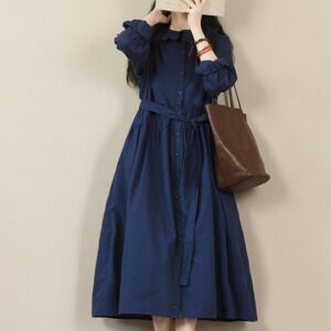 Linen Summer Dress Boho Breeze for Coffee Dates F203